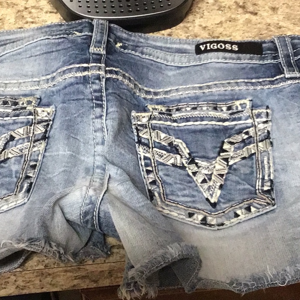 Vigoss Light Blue Distressed Denim Shorts
